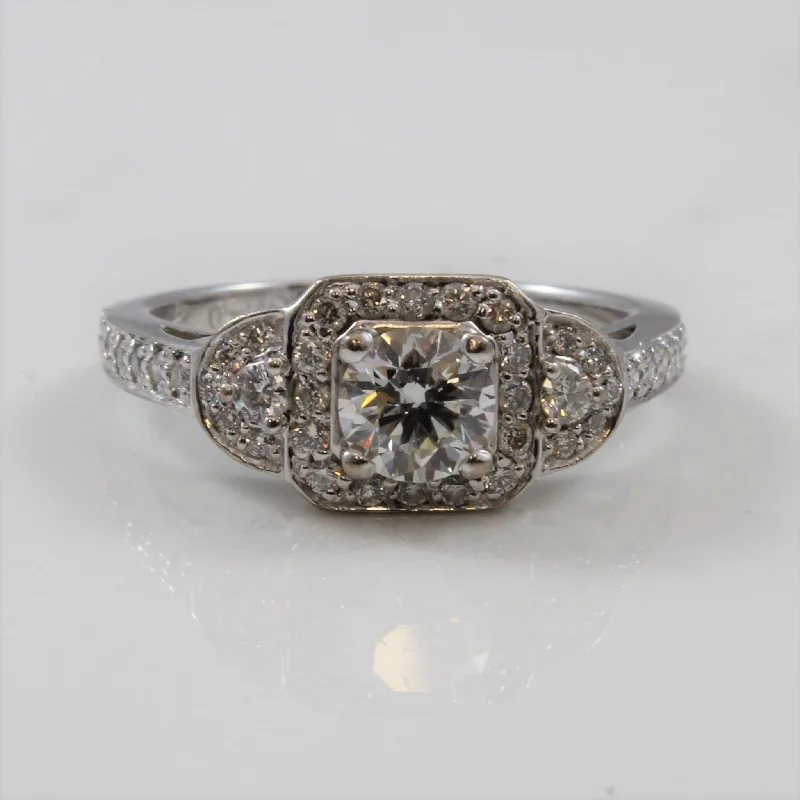 Elegant Jewelry, Exclusive Prices – Shop Now Three Stone Halo Diamond Ring | 1.01 ctw | SZ 6 |