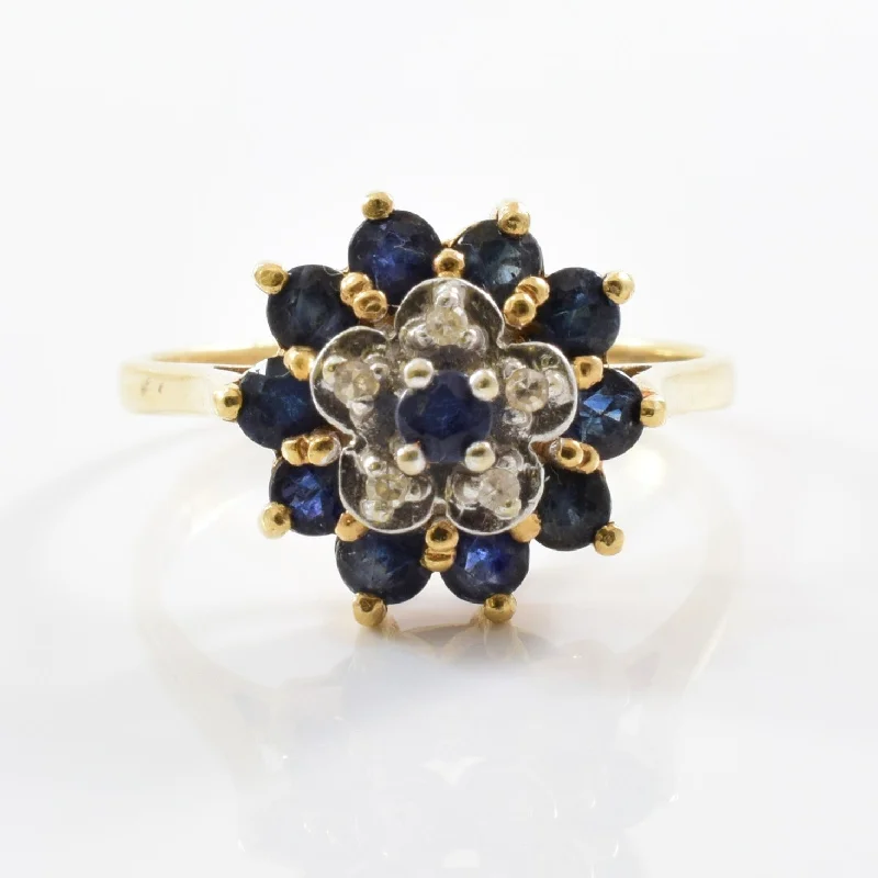 Buy More, Save More On Stunning Jewelry Designs High Set Floral Sapphire & Diamond Ring | 0.05ctw, 1.00ctw | SZ 6.5 |