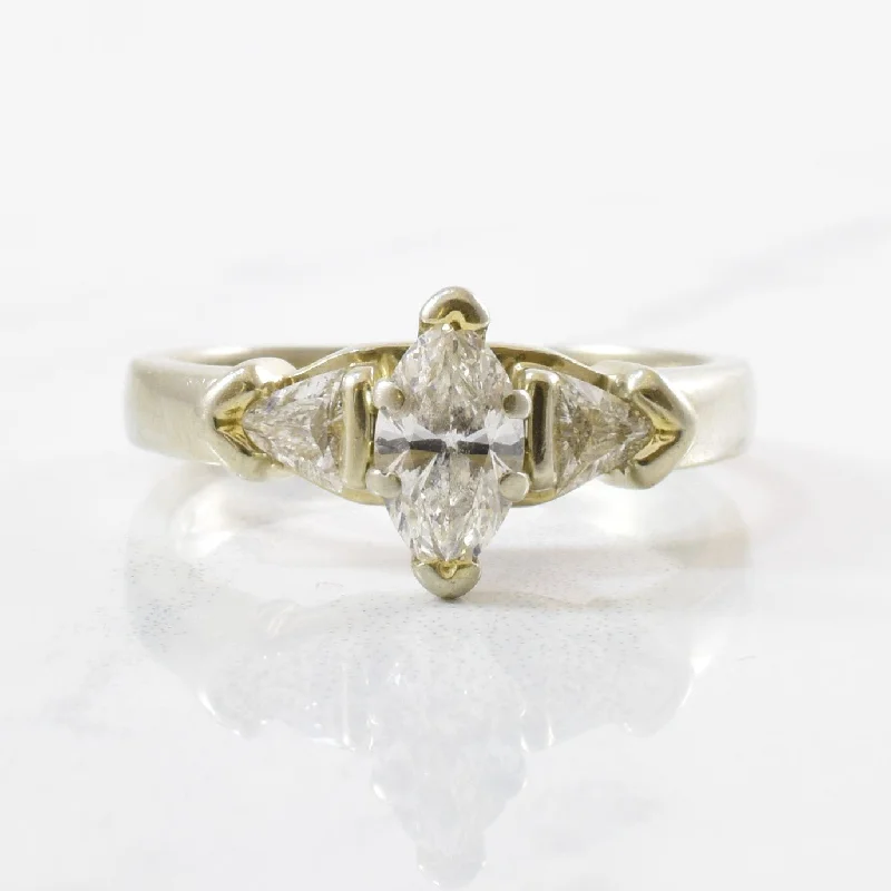 Fashion-Forward Jewelry At Incredible Prices 'Spence Diamonds' Marquise & Trillion Cut Three Stone Ring | 0.71 ctw | SZ 6 |