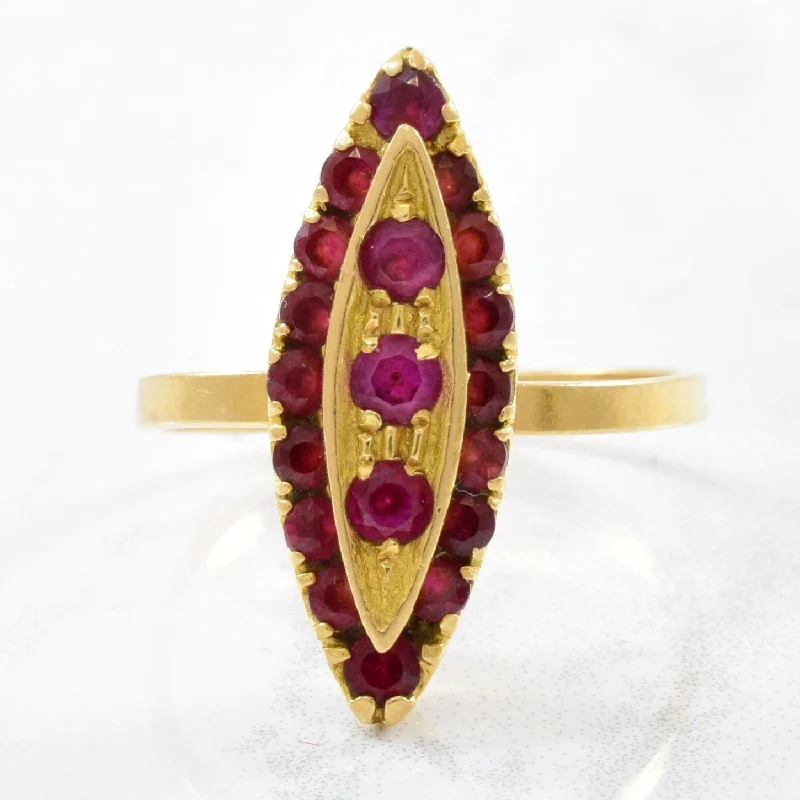 Elegant Designs, Unbeatable Discounts – Shop Jewelry Now Victorian Ruby Navette Ring | 0.85ctw | SZ 7.5 |