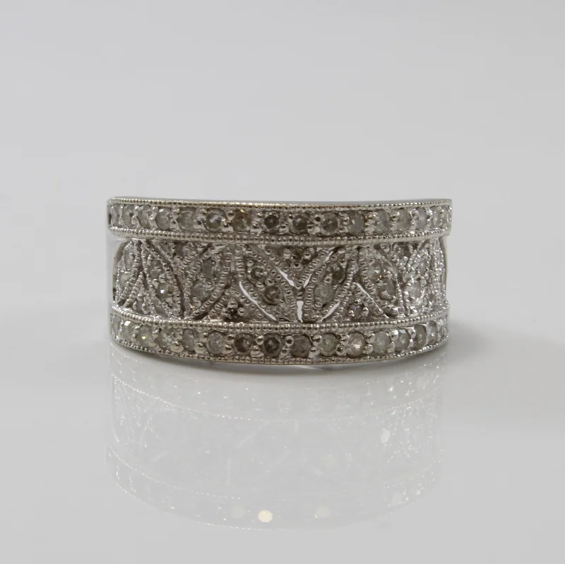 Special Offers On Handcrafted And Designer Jewelry Milgrain Detailed Filigree Diamond Tapered Band | 0.28ctw | SZ 7.25 |