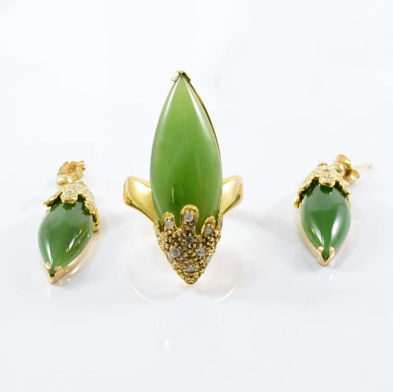 Exclusive Online Discounts On Stylish Jewelry Marquise Cabochon Nephrite Jade Set | 0.30ctw, 24.00ctw | SZ 7 |