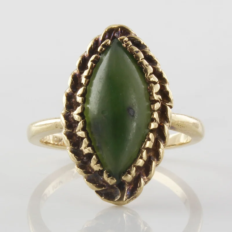 Dainty Floral Jewelry For Feminine Elegance Nephrite Jade Cocktail Ring | 1.90 ctw | SZ 5.75 |