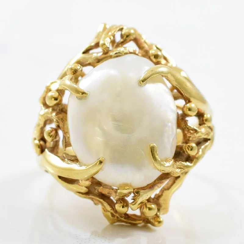 Timeless Beauty, Unbeatable Deals – Jewelry Sale On Organic Free Form Pearl Cocktail Ring | 12.00ct | SZ 7.5 |