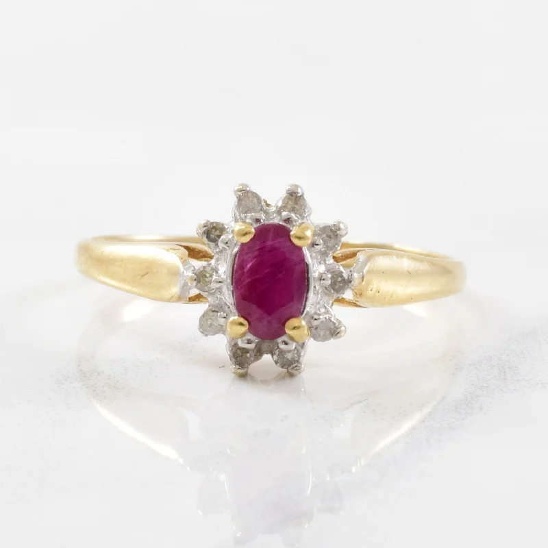 Shine In Style – Shop Jewelry Discounts Today Oval Ruby & Diamond Halo Ring | 0.05ctw, 0.35ct | SZ 6.75 |