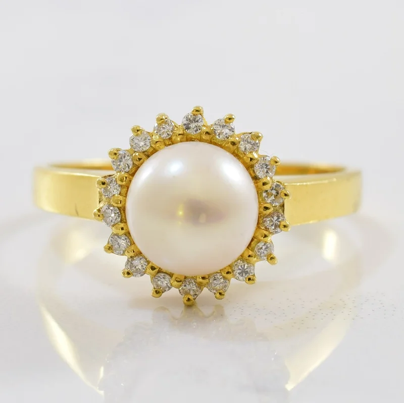 Fine Jewelry, Limited-Time Offers Available Pearl & Diamond Halo Ring | 0.18ctw, 3.10ct | SZ 9.25 |