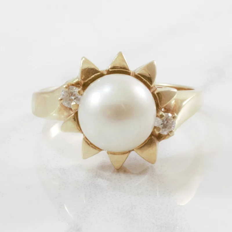 Flash Sale On Stunning Jewelry – Don't Miss Out Pearl & Diamond Sun Ring | 0.10ctw | SZ 7.75 |