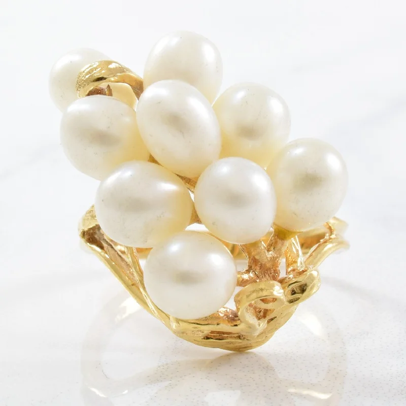 Don't Miss Out On Bestselling Jewelry At Special Prices Pearl Cluster Cocktail Ring | 11.00ctw | SZ 6.5 |