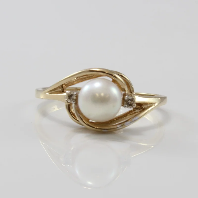 Personalized Jewelry At Special Discount Rates Pearl Ring With Diamond Accents | 1.40ct, 0.02ctw | SZ 6.5 |