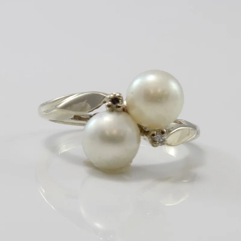 Shop Trending Jewelry With Exclusive Savings Two Pearl Bypass Ring | 0.02ctw, 3.60ctw | SZ 4.75 |