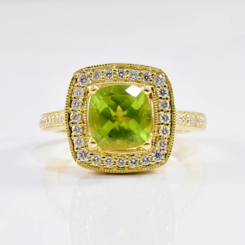 Big Discounts On Elegant Jewelry Collections Peridot & Diamond Halo Ring | 0.24ctw, 1.80ct | SZ 5.25 |