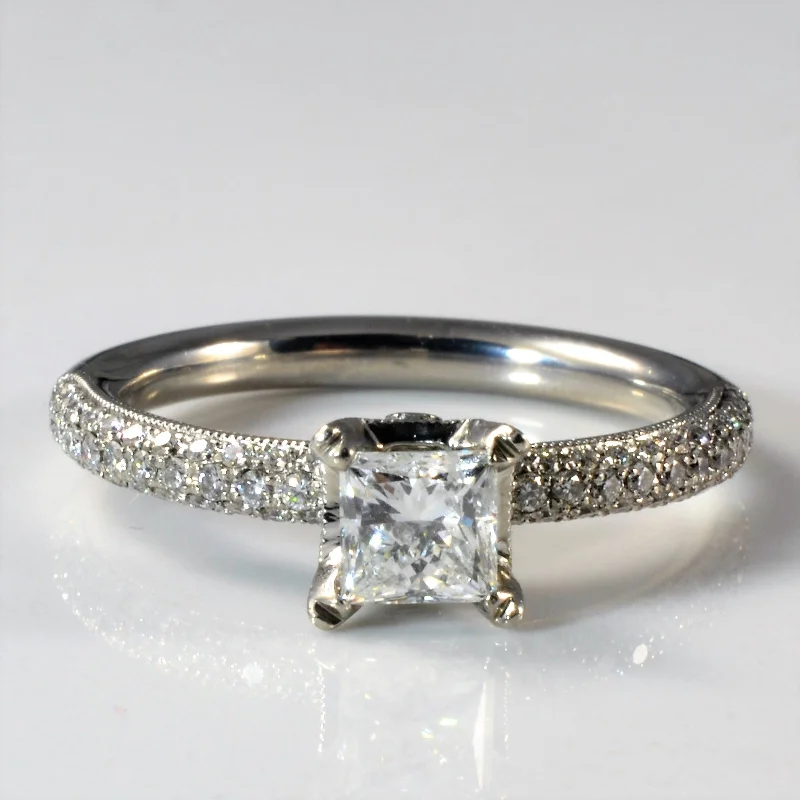 Premium Jewelry Now Available At Special Discounts Pave Band Princess Diamond Engagement Ring | 1.36ctw | SZ 9.25 |