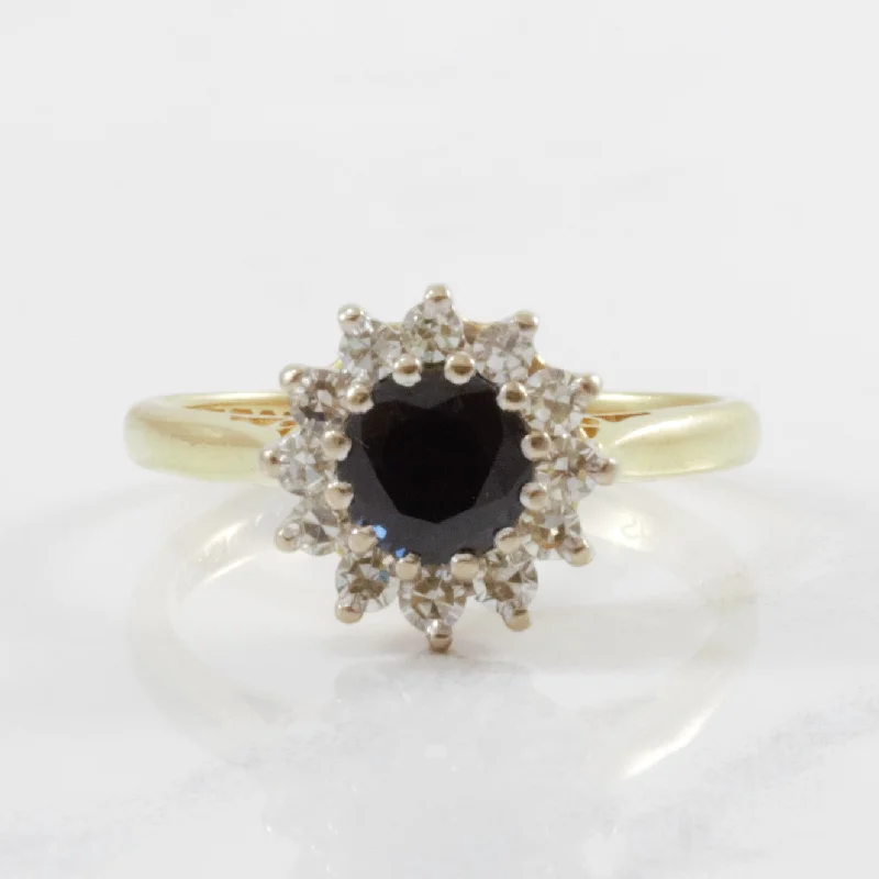 Seasonal Jewelry Deals – Elevate Your Style 1970s Sapphire & Diamond Halo Ring | 0.30ctw, 1.00ct | SZ 7.75 |