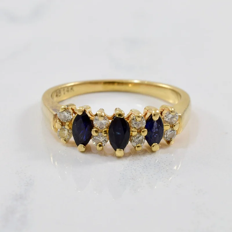 Affordable Glamour – Premium Jewelry For Less Marquise Sapphire & Diamond Band | 0.16ctw, 0.40ctw | SZ 5.75 |