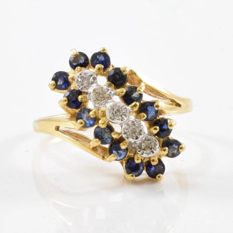 Luxury Jewelry At Unbeatable Discounts Sapphire & Diamond Cascade Bypass Ring | 0.05ctw, 0.50ctw | SZ 6 |