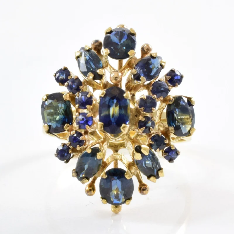 Delicate Crystal Jewelry For Sophisticated Charm Elegant Sapphire Cocktail Ring | 3.20ctw | SZ 7.5 |