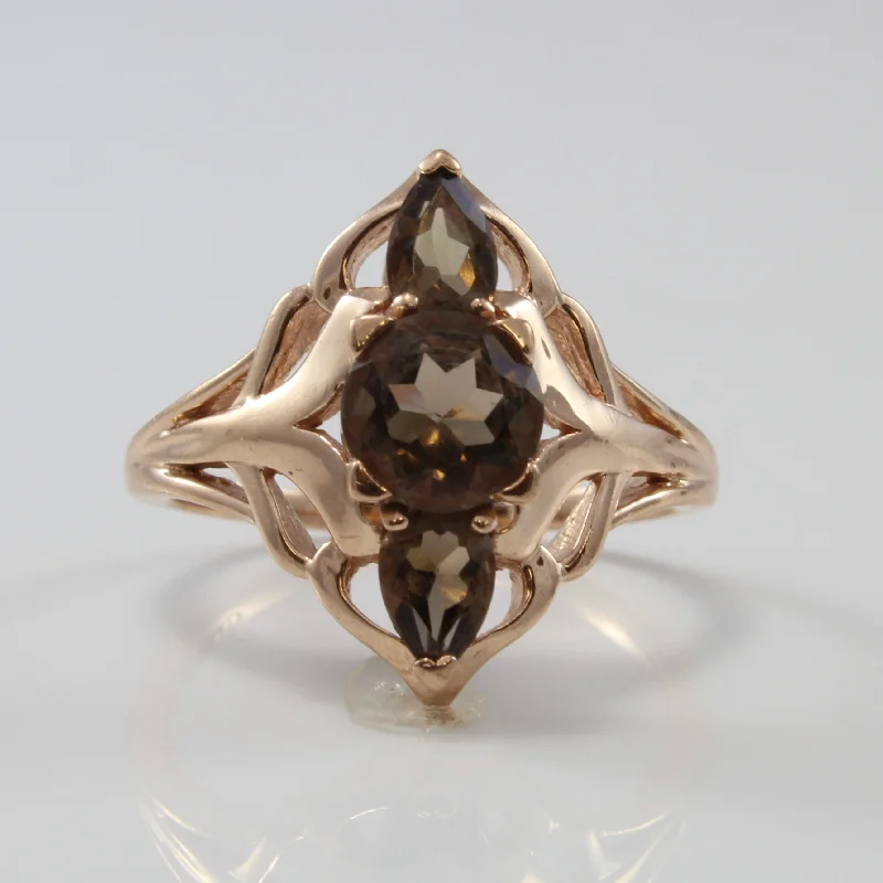 Flash Sale On Exquisite Jewelry – Don't Miss Out Three Stone Smoky Quartz Filigree Ring | 1.75 ctw | SZ 9.5 |