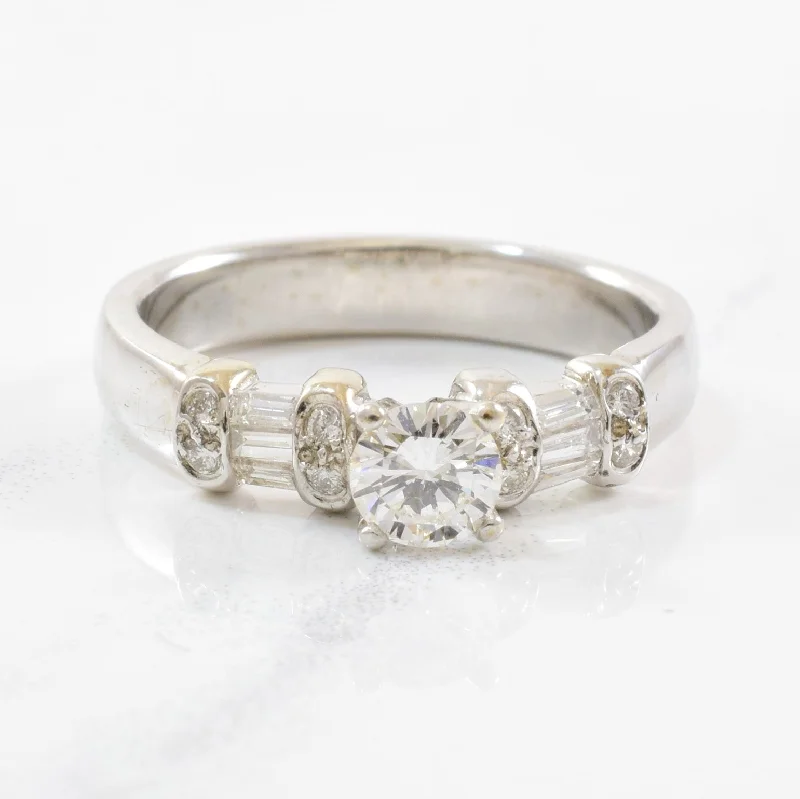 Timeless Elegance Now At Special Discounts Baguette Flanked Round Brilliant Engagement Ring | 0.41ctw | SZ 6 |