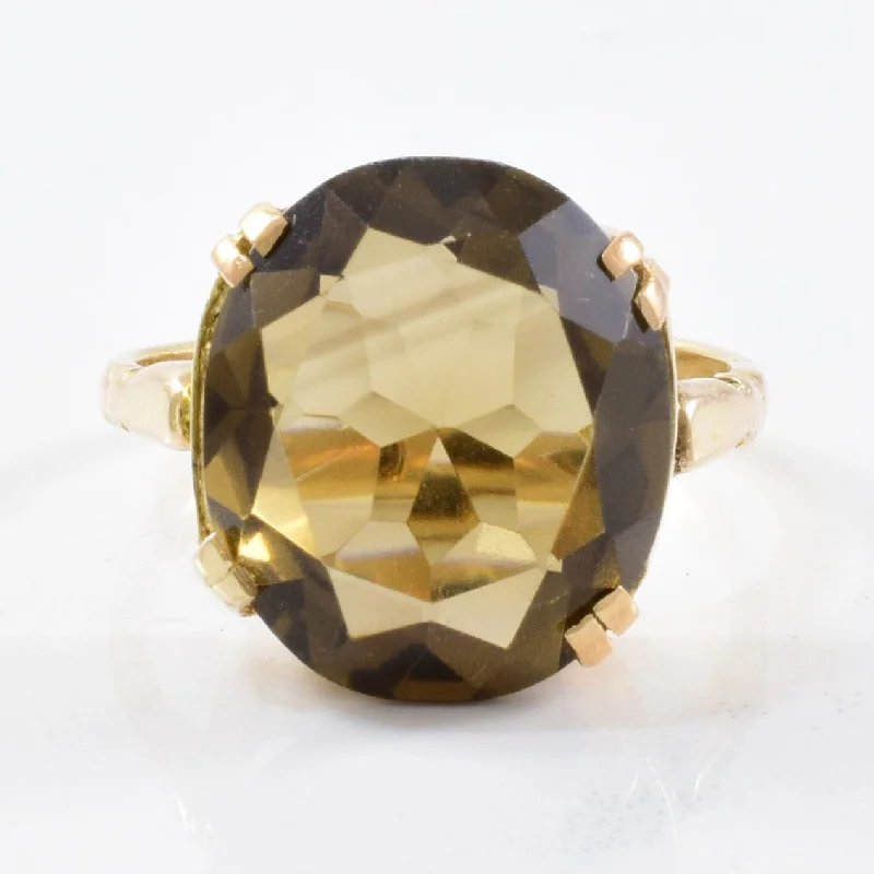 Elevate Your Jewelry Collection With Limited-Time Savings 1970s Solitaire Smoky Quartz Ring | 5.85ct | SZ 5.25 |