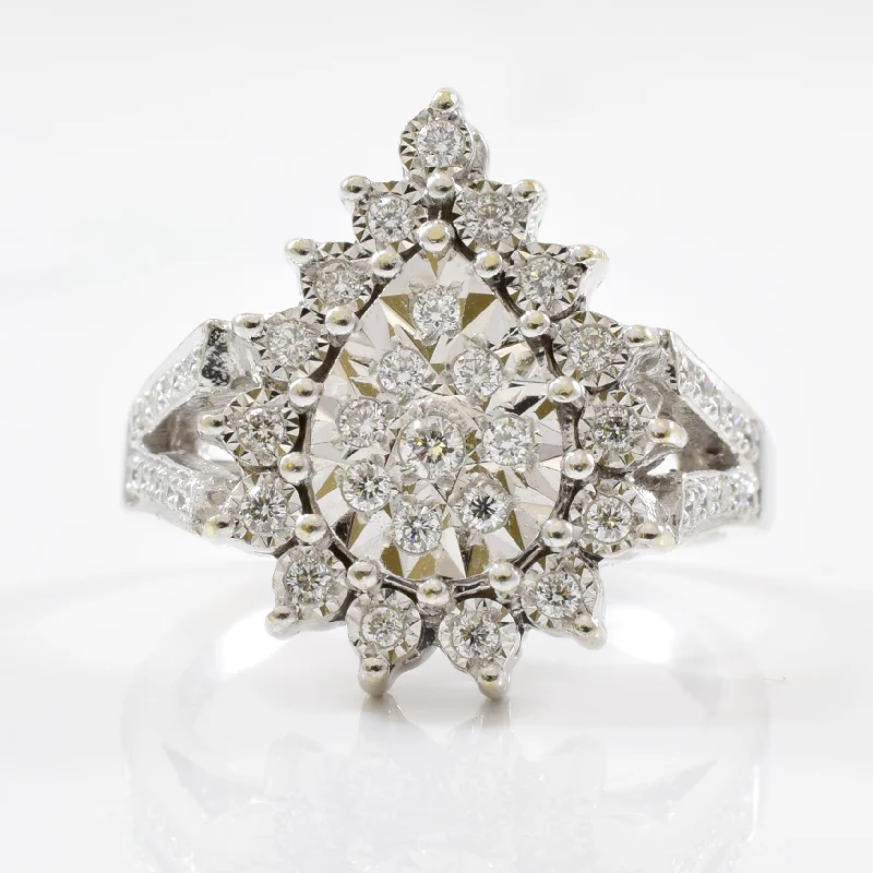 Timeless Elegance At Unbelievable Discounts Teardrop Diamond Cluster Ring | 0.33ctw | SZ 6.5 |