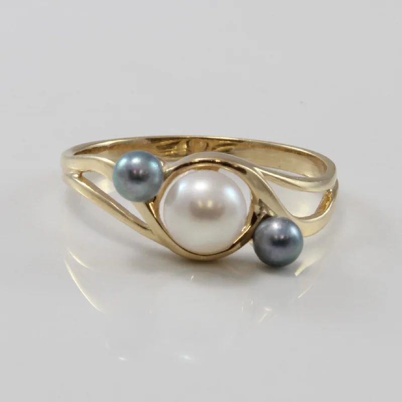 Limited Stock On Premium Jewelry At Low Prices Three Pearl Bypass Ring | 1.40 ctw | SZ 6.75 |