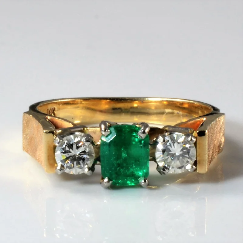 Your Perfect Accessory Now At The Best Price Three Stone Emerald & Diamond Ring | 0.37ctw, 0.50ct | SZ 7.25 |