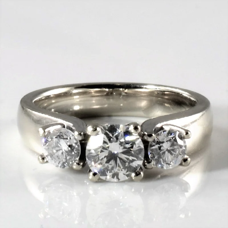 Grab Your Favorite Jewelry At The Lowest Prices Wide Band Three Stone Diamond Engagement Ring | 1.18ctw | SZ 6 |