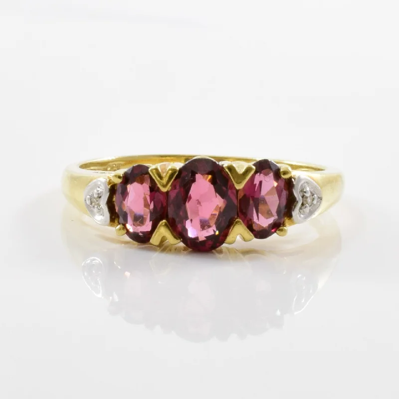 Bestselling Jewelry Now On Sale – Elevate Your Look Three Stone Garnet & Diamond Ring | 0.01ctw, 1.50ctw | SZ 8.75 |