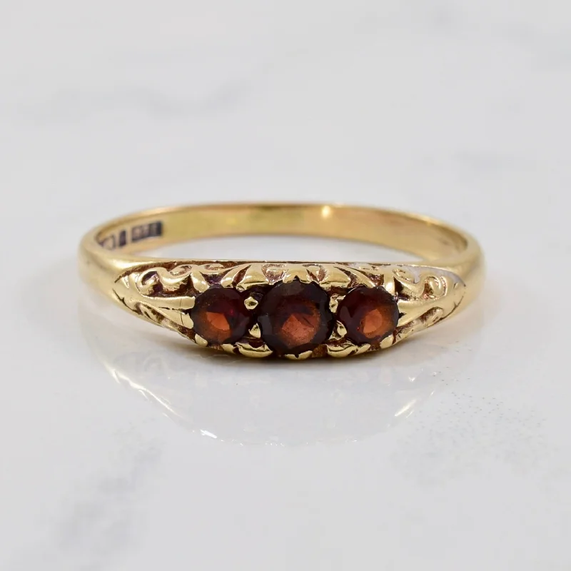 Premium Jewelry, Premium Discounts – Act Fast Victorian Three Stone Garnet Ring | 0.50ctw | SZ 7.5 |