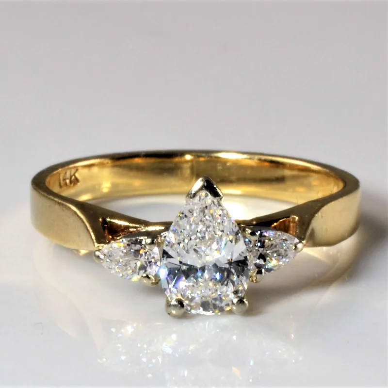 Huge Markdowns On Premium Jewelry Styles Three Stone Pear Cut Diamond Ring | 0.73ctw | SZ 5.25 |