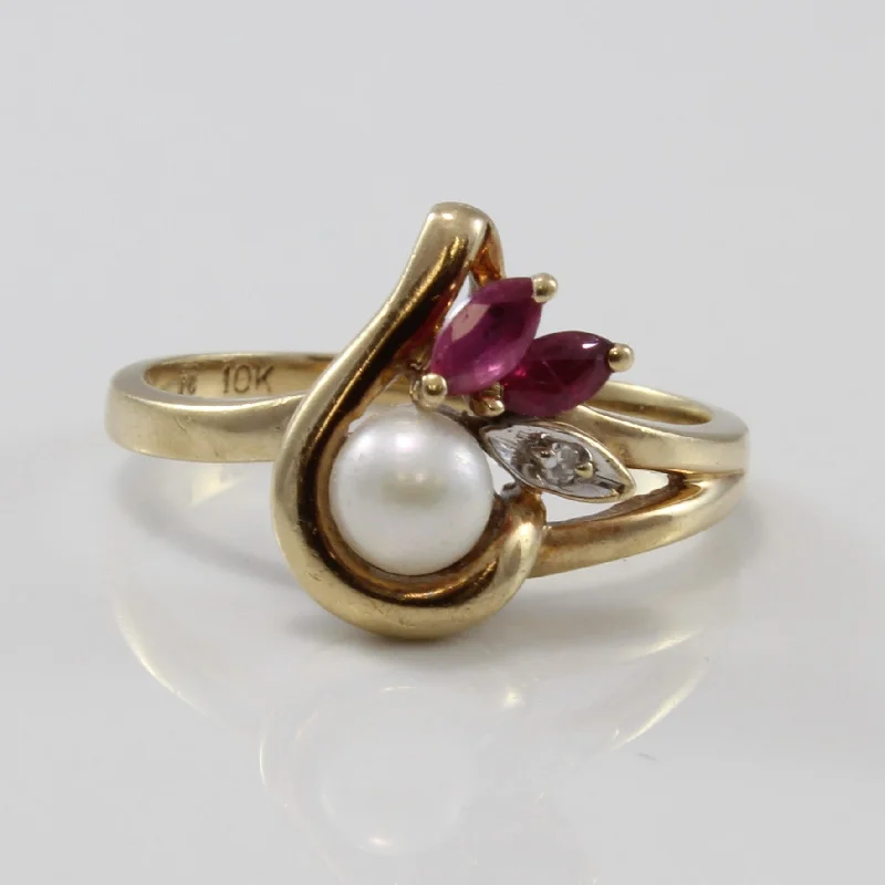 Sparkle In Style With Our Best Jewelry Deals Pearl & Marquise Ruby Ring | 0.60ct, 0.12ctw | SZ 6.25 |