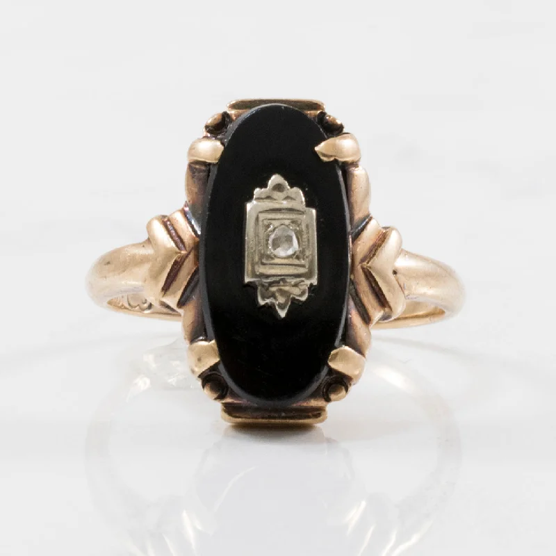 Luxury Meets Affordability – Jewelry Sale Now Live Onyx & Rose Cut Diamond Ring Circa Early 1900's  | 1.81ct | SZ 6.25 |