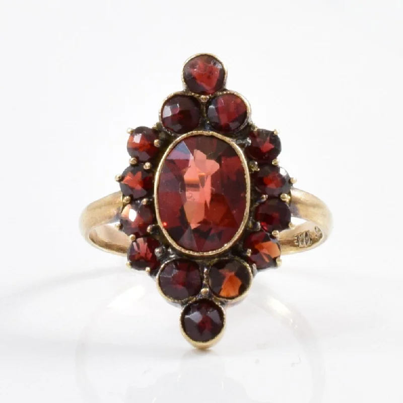 Eco-Friendly Sustainable Jewelry For Conscious Buyers 'Birks' Garnet Cluster Ring Circa 1930s | SZ 3.5 |