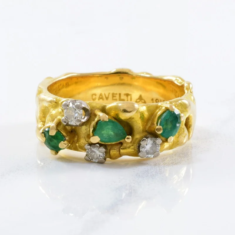 Last Chance To Shop High-End Jewelry At Markdown Prices 'Cavelti' Emerald & Diamond Band | 0.15ctw, 0.25ctw | SZ 5.25 |