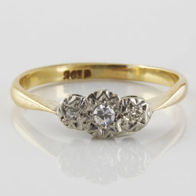 Dazzle In Elegance With Our Biggest Jewelry Sale 1920s Three Stone Illusion Set Diamond Ring | 0.05ctw | SZ 6 |