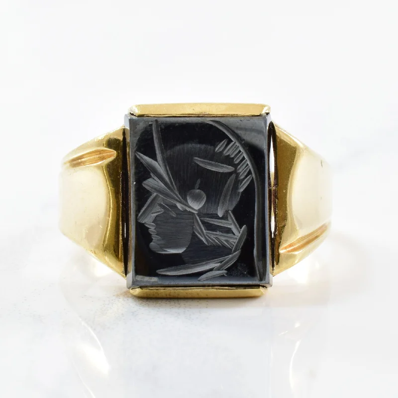 Stunning Jewelry Pieces At The Lowest Prices Ever Roman Soldier Intaglio Hematite Ring Circa 1960s | 5.00ct | SZ 8.75 |