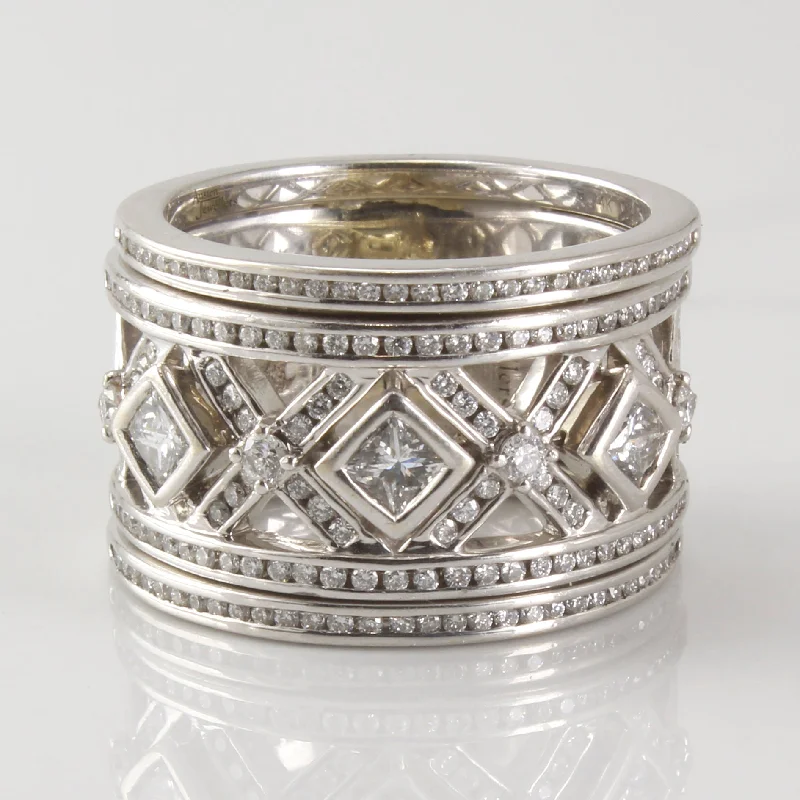 Limited-Stock Jewelry Clearance – Grab Your Favorites Now Mixed Cut Wide Diamond Ring | 0.79ctw | SZ 7.5 |