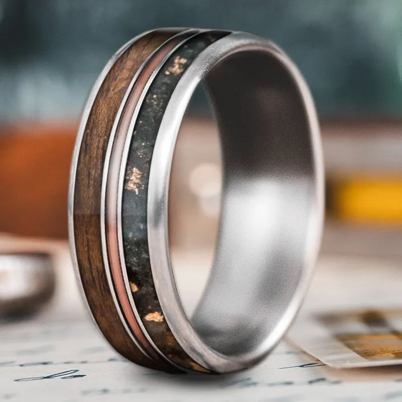 Exclusive Online Discounts On Stylish Jewelry Custom Design - 3-Inlay Metal Center Ring 8DNCSrI5brvZs_hmYDhCU2QM