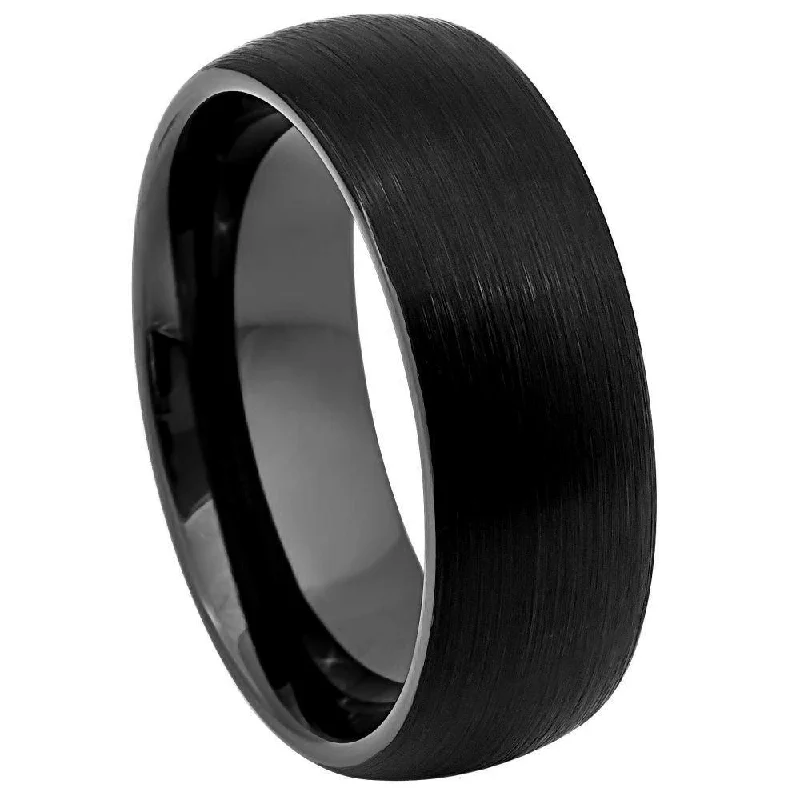 Luxury Jewelry Now At Special Promotional Rates Domed Black Men's Tungsten Ring with Brushed Finish - 8mm Luxury Jewelry Now At Special Promotional Rates Domed Black Men's Tungsten Ring with Brushed Finish - 8mm