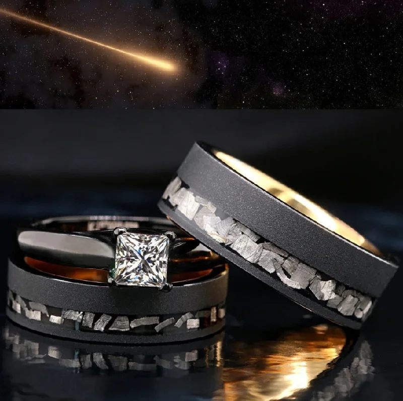 Exclusive Jewelry Bundles At Discounted Rates DarkStar - Meteorite Engagement Wedding Rings 3pc | Tungsten & Meteorite His and Hers Wedding Rings Sets Exclusive Jewelry Bundles At Discounted Rates DarkStar - Meteorite Engagement Wedding Rings 3pc | Tungsten & Meteorite His and Hers Wedding Rings Sets