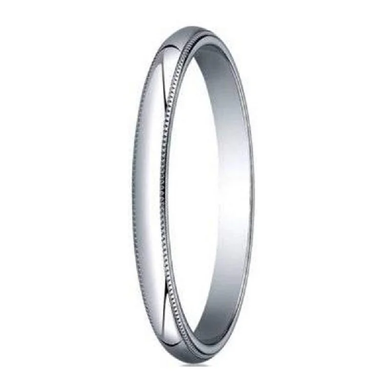 Huge Savings On Timeless Jewelry Collections Men's Designer Milgrain Edge Wedding Band in 18K White Gold | 2mm Huge Savings On Timeless Jewelry Collections Men's Designer Milgrain Edge Wedding Band in 18K White Gold | 2mm