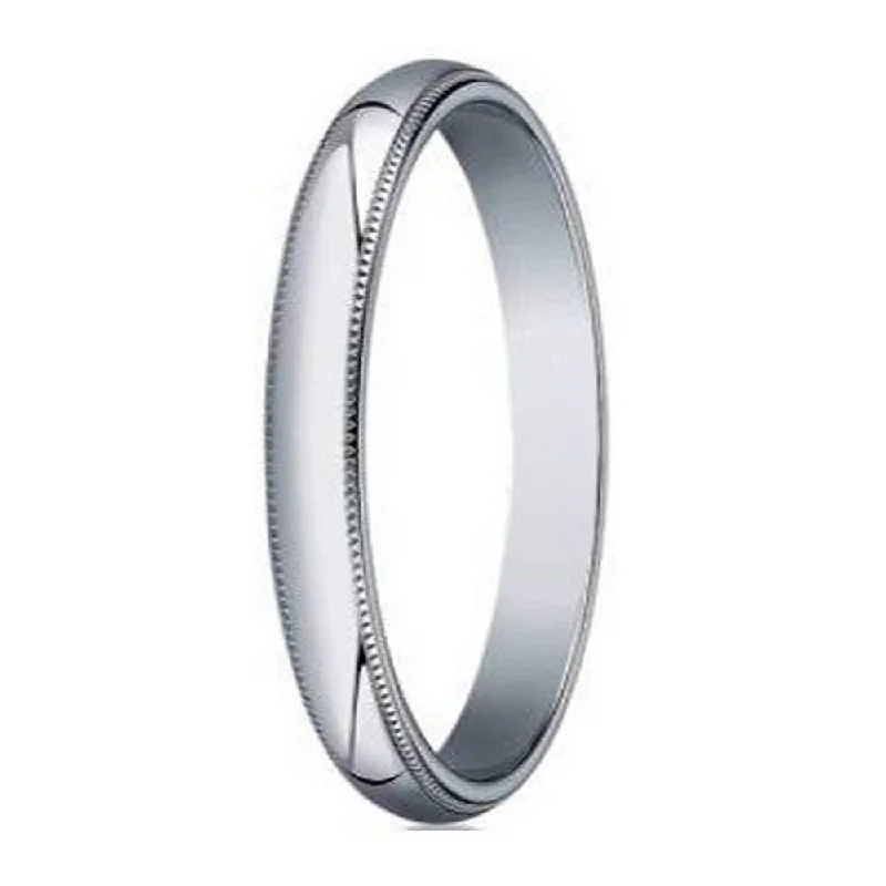 Handmade Pearl Jewelry For Timeless Elegance White Gold Designer Men's Wedding Ring in 18K With Milgrain | 3mm Handmade Pearl Jewelry For Timeless Elegance White Gold Designer Men's Wedding Ring in 18K With Milgrain | 3mm