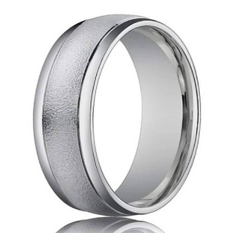 Personalized Jewelry Sale – Meaningful Gifts At Great Prices Men's Designer Wedding Ring in 18K White Gold, Sand Blasted | 4mm Personalized Jewelry Sale – Meaningful Gifts At Great Prices Men's Designer Wedding Ring in 18K White Gold, Sand Blasted | 4mm