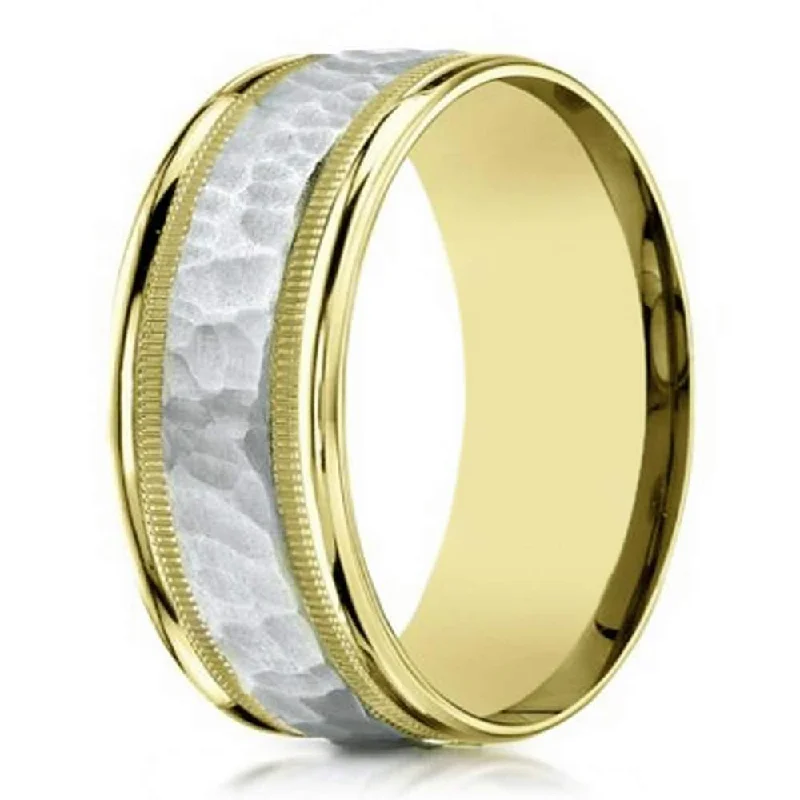 Exclusive Jewelry Bundles At Discounted Prices Two-Tone Men's Ring in 14K W&Y Gold with Hammered Accent -6mm Exclusive Jewelry Bundles At Discounted Prices Two-Tone Men's Ring in 14K W&Y Gold with Hammered Accent -6mm