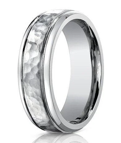 Personalized Engraved Jewelry For Meaningful Gifts 7mm Men's Benchmark Titanium Wedding Ring with Hammered Finish Personalized Engraved Jewelry For Meaningful Gifts 7mm Men's Benchmark Titanium Wedding Ring with Hammered Finish