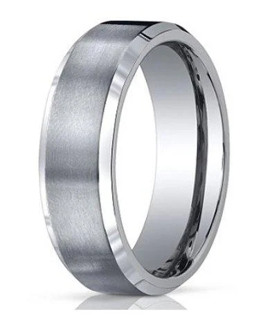 Trendy Minimalist Jewelry For Everyday Wear 7mm Men's Benchmark Titanium Wedding Band with Satin Finish and Polished Edges Trendy Minimalist Jewelry For Everyday Wear 7mm Men's Benchmark Titanium Wedding Band with Satin Finish and Polished Edges