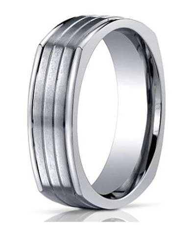High-End Sparkle, Low-End Prices – Shop Now 7mm Men's Benchmark Four Sided Titanium Wedding Ring with Horizontal Grooves High-End Sparkle, Low-End Prices – Shop Now 7mm Men's Benchmark Four Sided Titanium Wedding Ring with Horizontal Grooves