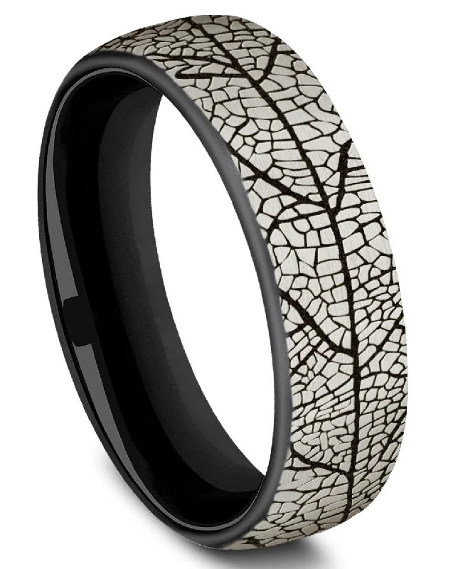 Limited-Time Jewelry Sale – Elegant Styles At Less Benchmark 6.5mm Black Titanium Leaf Design Men's Ring Limited-Time Jewelry Sale – Elegant Styles At Less Benchmark 6.5mm Black Titanium Leaf Design Men's Ring