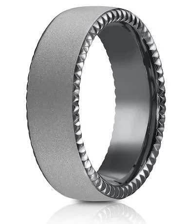 Special Deals On Handcrafted And Designer Jewelry Tantalum 6.5mm Powder Coated Finish Riveted Coin Edge Design Ring Special Deals On Handcrafted And Designer Jewelry Tantalum 6.5mm Powder Coated Finish Riveted Coin Edge Design Ring