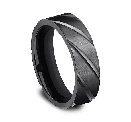 Limited Stock On Premium Jewelry At Low Prices Black Titanium 7mm Comfort-Fit Swirl Pattern Design Ring Limited Stock On Premium Jewelry At Low Prices Black Titanium 7mm Comfort-Fit Swirl Pattern Design Ring